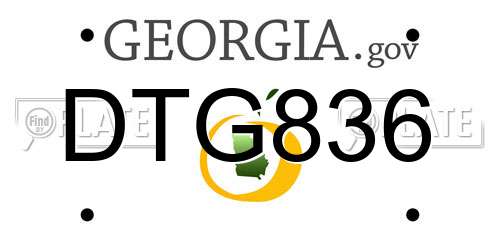 DTG836 Georgia License Plate