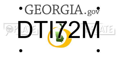 DTI72M Georgia License Plate