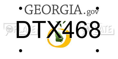 DTX468 Georgia License Plate