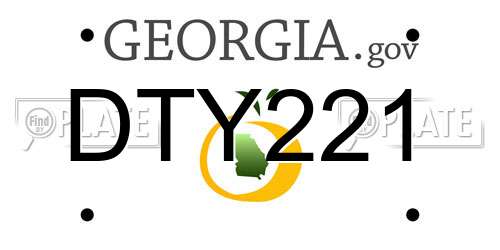 DTY221 Georgia License Plate