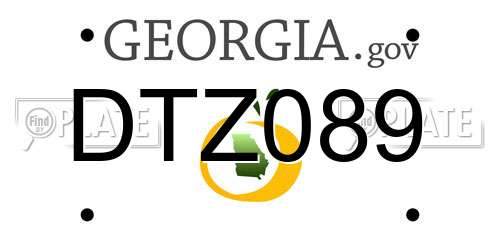 DTZ089 Georgia License Plate