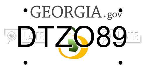 DTZO89 Georgia License Plate