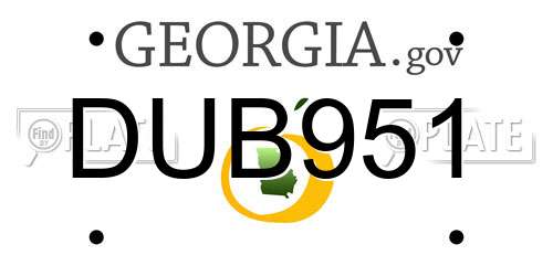 DUB951 Georgia License Plate