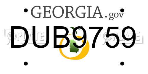 DUB9759 Georgia License Plate