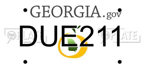 DUE211 Georgia License Plate