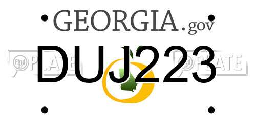 DUJ223 Georgia License Plate
