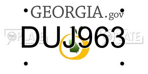 DUJ963 Georgia License Plate