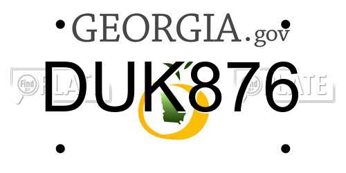 DUK876 Georgia License Plate