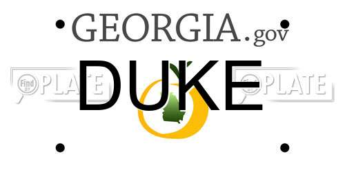 DUKE Georgia License Plate