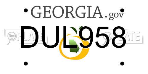 DUL958 Georgia License Plate