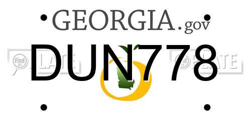 DUN778 Georgia License Plate
