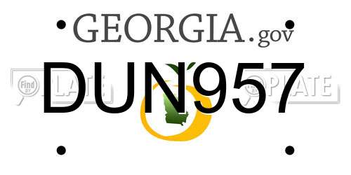 DUN957 Georgia License Plate