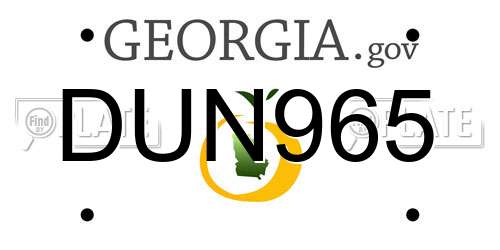 DUN965 Georgia License Plate