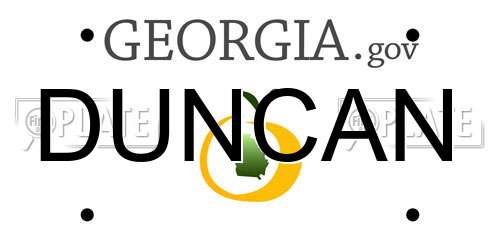 DUNCAN Georgia License Plate