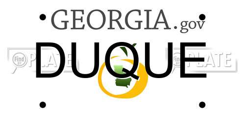 DUQUE Georgia License Plate