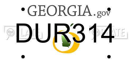 DUR314 Georgia License Plate