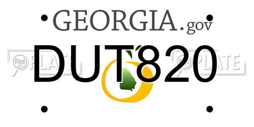 DUT820 Georgia License Plate