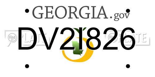 DV2I826 Georgia License Plate