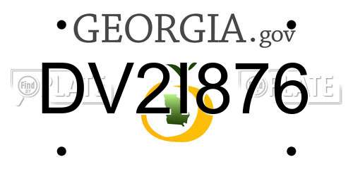 DV2I876 Georgia License Plate