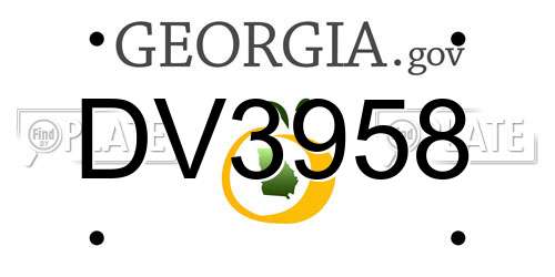 DV3958 Georgia License Plate