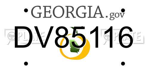 DV85116 Georgia License Plate