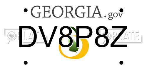 DV8P8Z Georgia License Plate