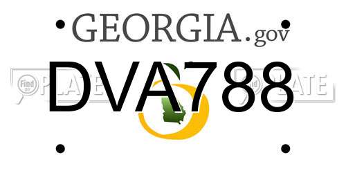 DVA788 Georgia License Plate