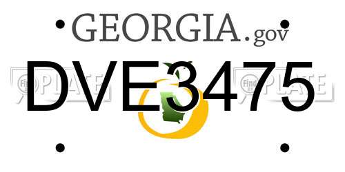 DVE3475 Georgia License Plate