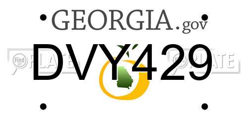 DVY429 Georgia License Plate