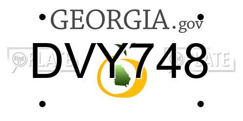 DVY748 Georgia License Plate