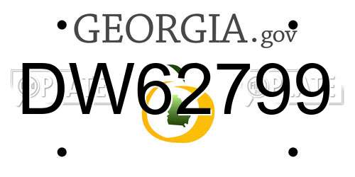 DW62799 Georgia License Plate