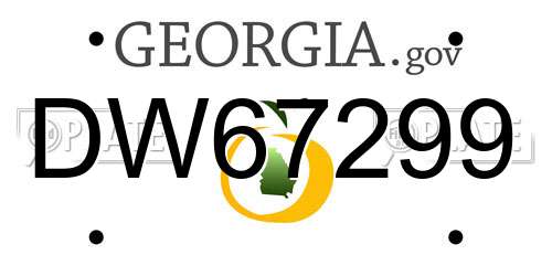 DW67299 Georgia License Plate