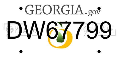 DW67799 Georgia License Plate