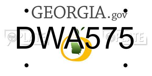 DWA575 Georgia License Plate