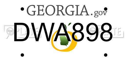 DWA898 Georgia License Plate