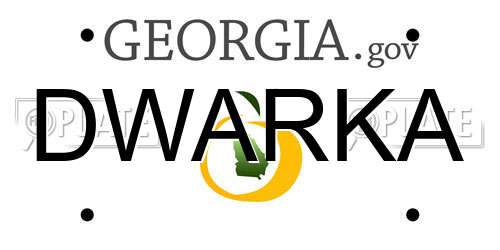 DWARKA Georgia License Plate