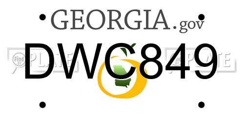 DWC849 Georgia License Plate