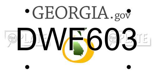 DWF603 Georgia License Plate