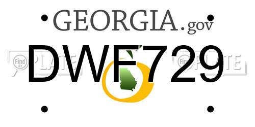 DWF729 Georgia License Plate