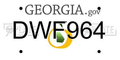 DWF964 Georgia License Plate