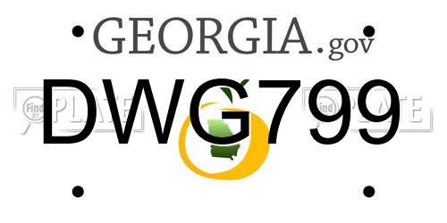DWG799 Georgia License Plate