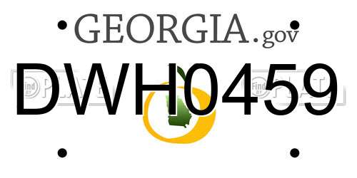 DWH0459 Georgia License Plate