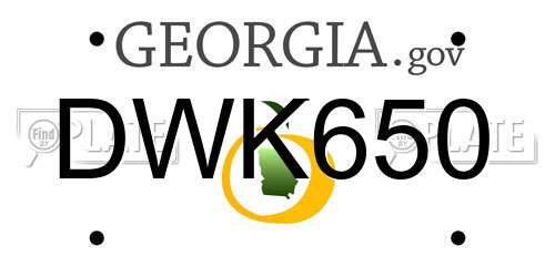 DWK650 Georgia License Plate