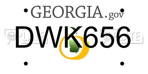 DWK656 Georgia License Plate