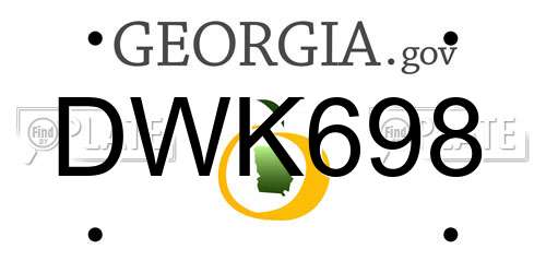 DWK698 Georgia License Plate