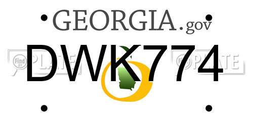 DWK774 Georgia License Plate