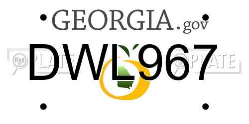DWL967 Georgia License Plate