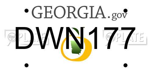 DWN177 Georgia License Plate