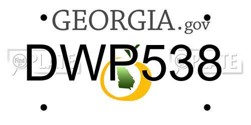 DWP538 Georgia License Plate