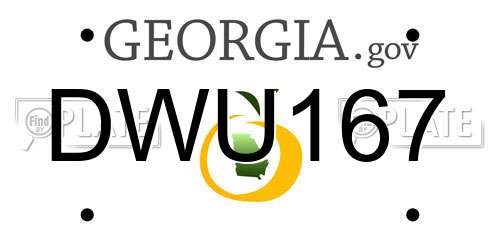 DWU167 Georgia License Plate